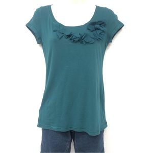 Ann Taylor Green Ruffled Top